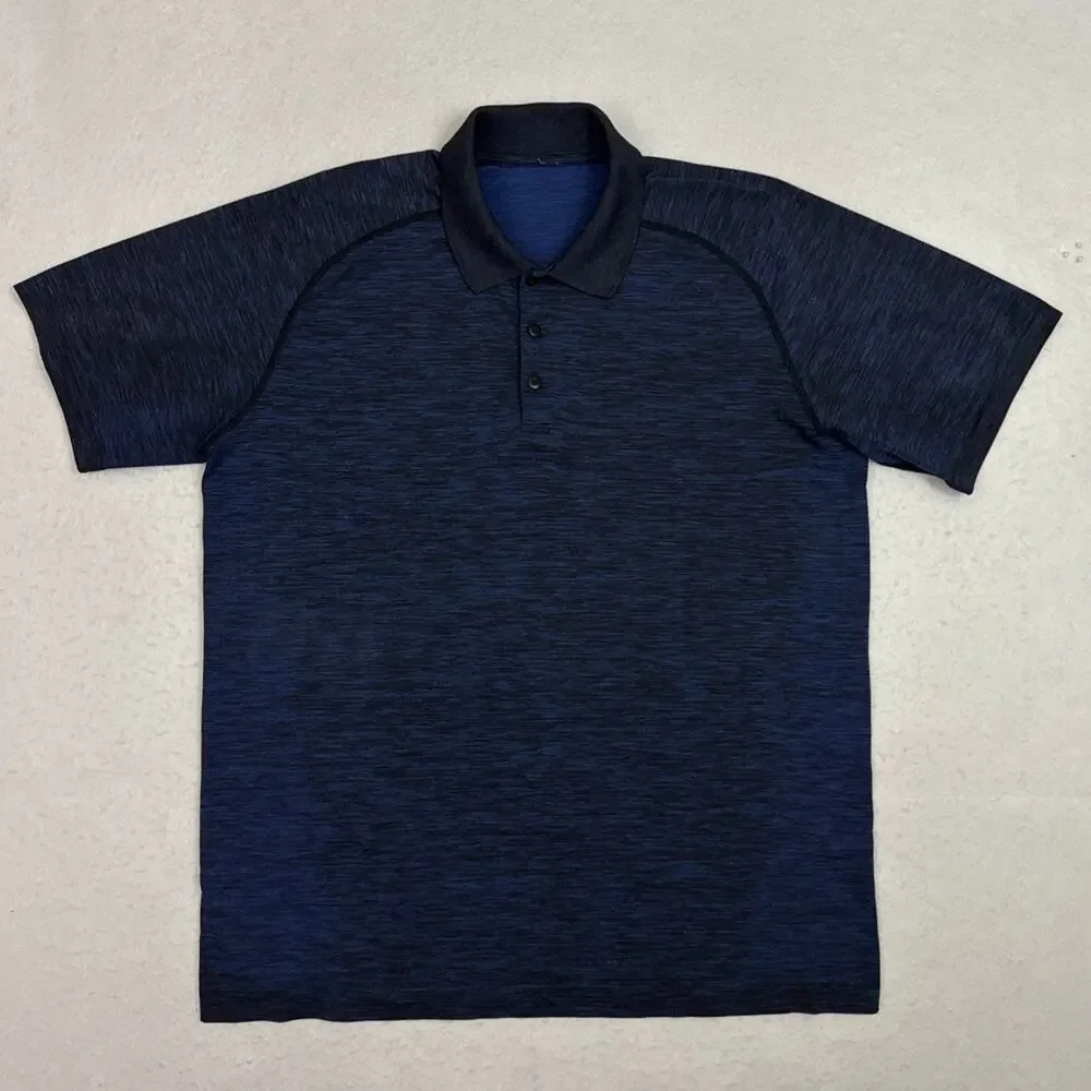 Lululemon Metal Vent Tech Polo Mens XL Blue Heathered Golf Performance